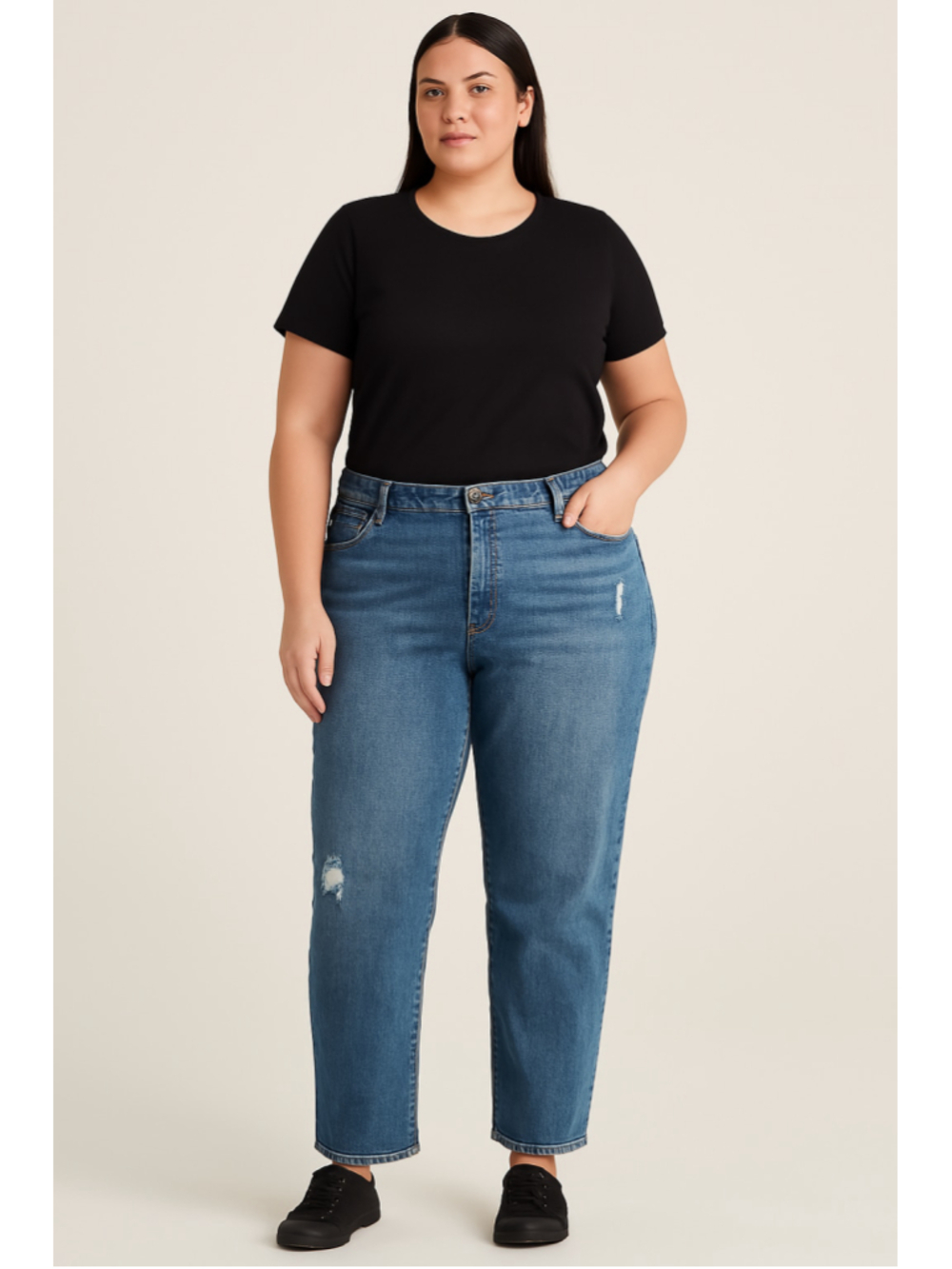 Joe Fresh Women’s Blue Distressed Straight Leg Jeans Size 18W